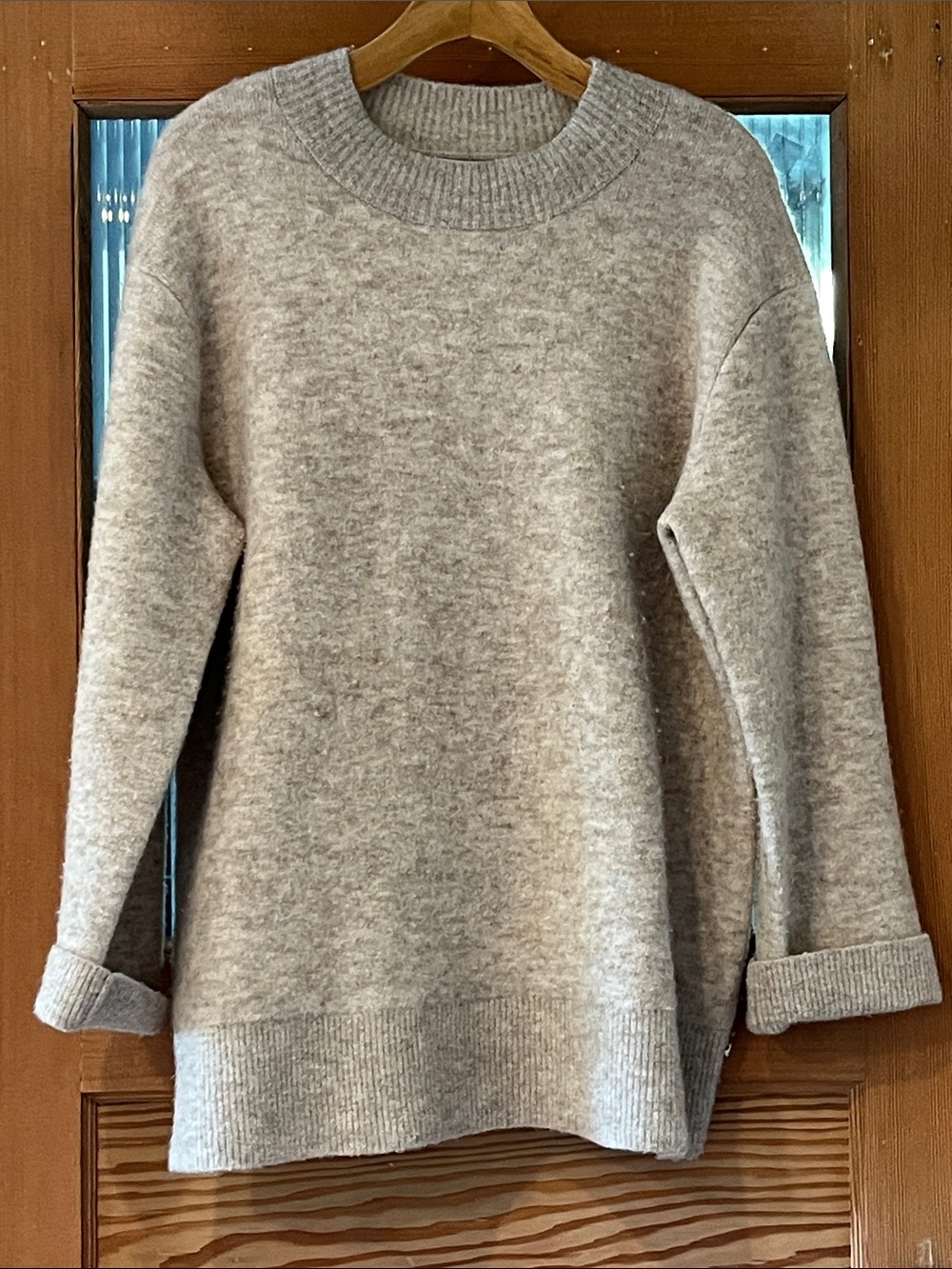 Vince Neutral Heathered Crewneck Sweater - Beige
